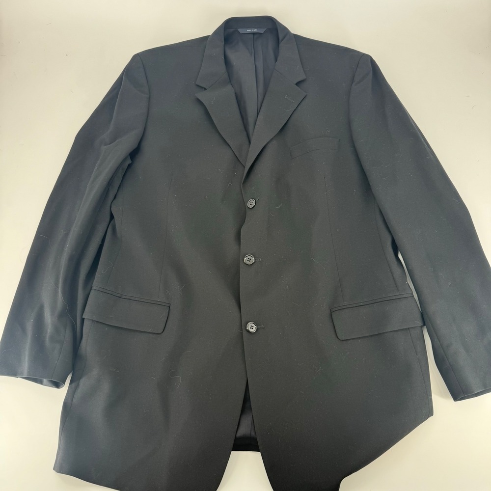 Brooks Brothers Mens 46 XL Black 100% Worsted Wool 3 Button‎ Blazer Sport Coat